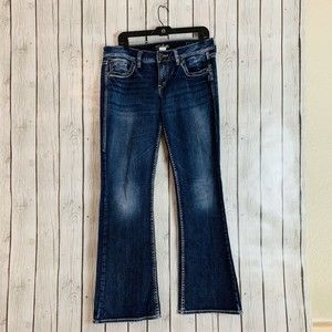 Womens Silver Eden Bootcut Heavy Stitch Low Rise Denim  Blue Jeans Size 30